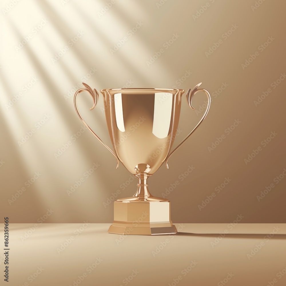 Golden trophy winner cup on a light background Golden trophy winner cup on a light background