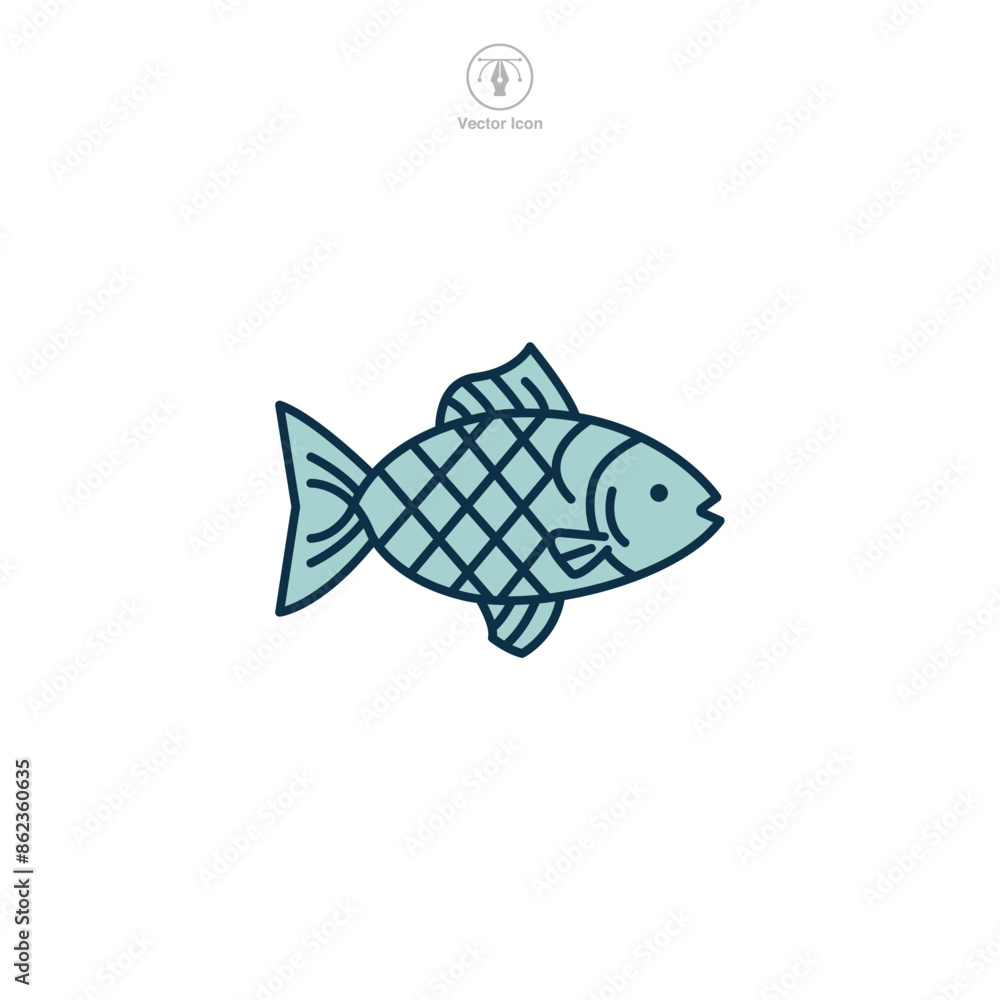 Obraz premium Fish Icon symbol vector illustration isolated on white background