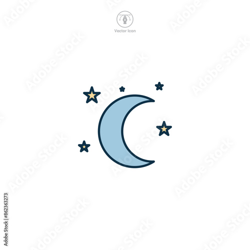 Moon Stars Icon symbol vector illustration isolated on white background