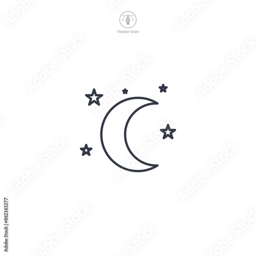 Moon Stars Icon symbol vector illustration isolated on white background