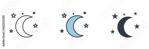 Moon Stars Icon symbol vector illustration isolated on white background