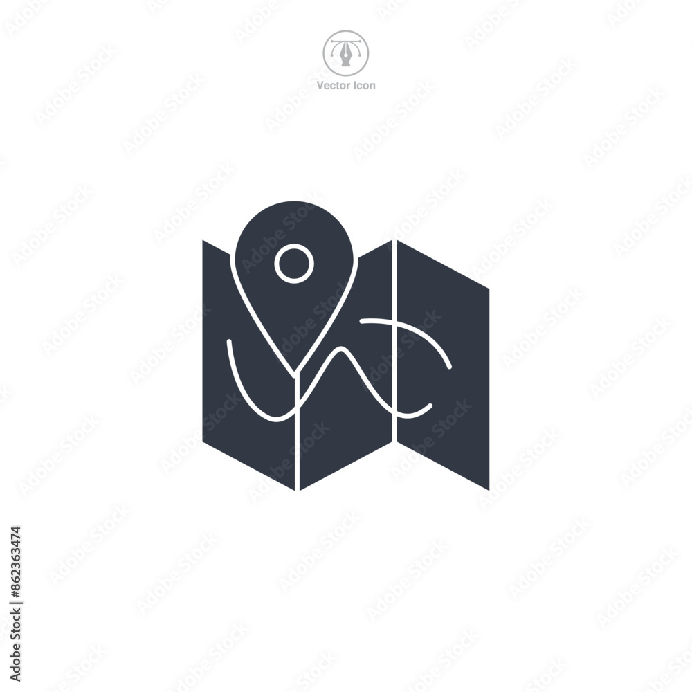Map Icon symbol vector illustration isolated on white background Map Icon symbol vector illustration isolated on white background