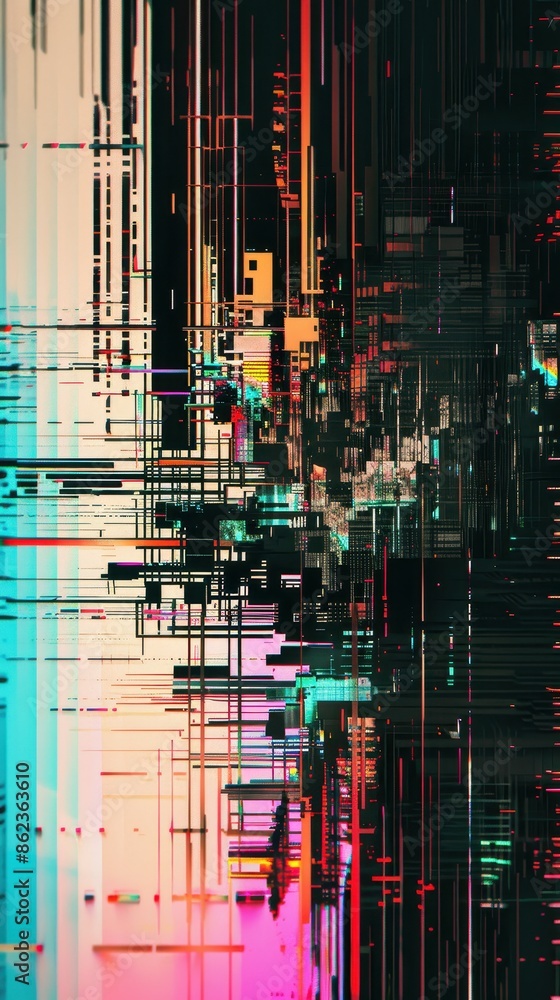 Obraz premium Digital art with colorful lines and shapes