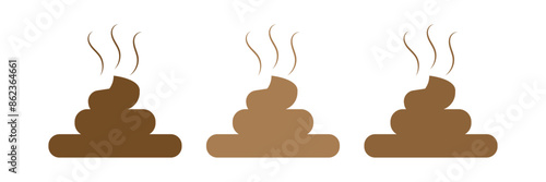Poop vector set. Dog shit graphic. Animal poo icon.