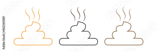 Poop icon line art vector logo set
