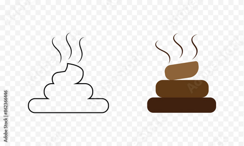 Poop icon line art vector logo set