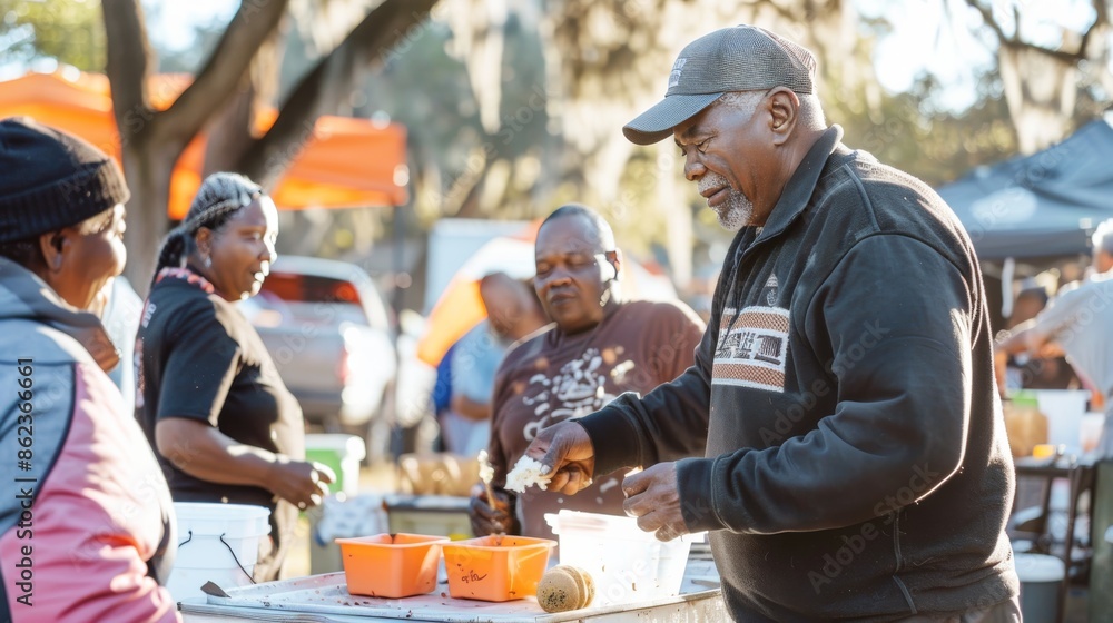 Community members assisting each other through well-being support and unity. Community members assisting each other through well-being support and unity.