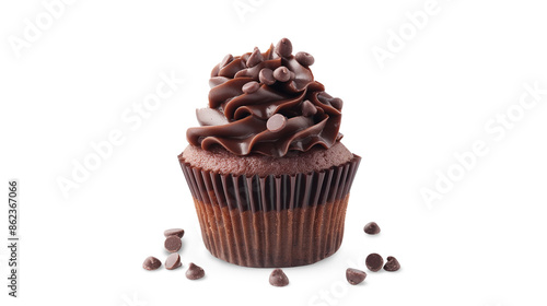 Chocolate cupcakes isolated on a transparent background