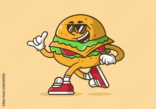 Mascot character illustration of running burger