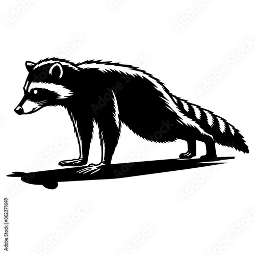 Raccoon doing strength training push ups Vector Logo