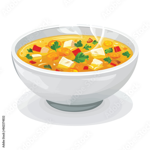 vector chicken soup in a bowl vector