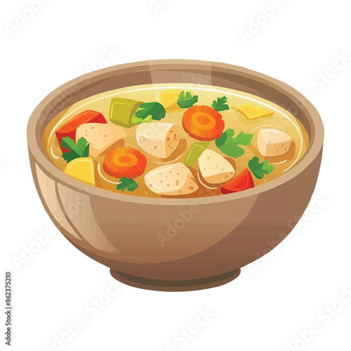 vector chicken soup in a bowl vector