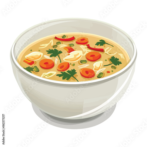 vector chicken soup in a bowl vector