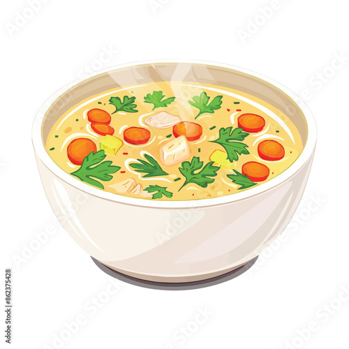 vector chicken soup in a bowl vector