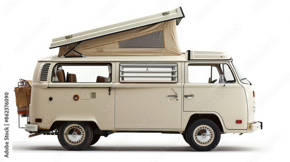 Modern style camper van, white, cream, beige, cute and has many details. Modern style camper van, white, cream, beige, cute and has many details.