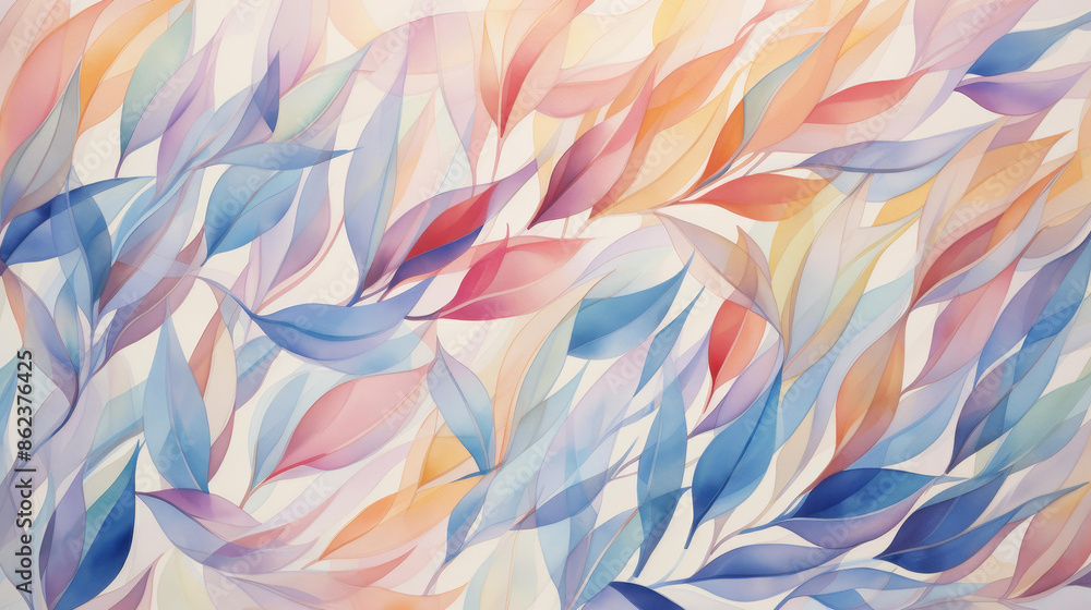 custom made wallpaper toronto digitalColorful and vibrant watercolor painting with red and blue leaves, creating a unique abstract background.
