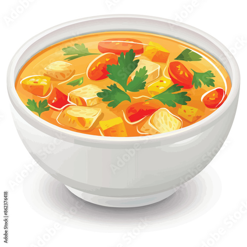 vector chicken soup in a bowl vector