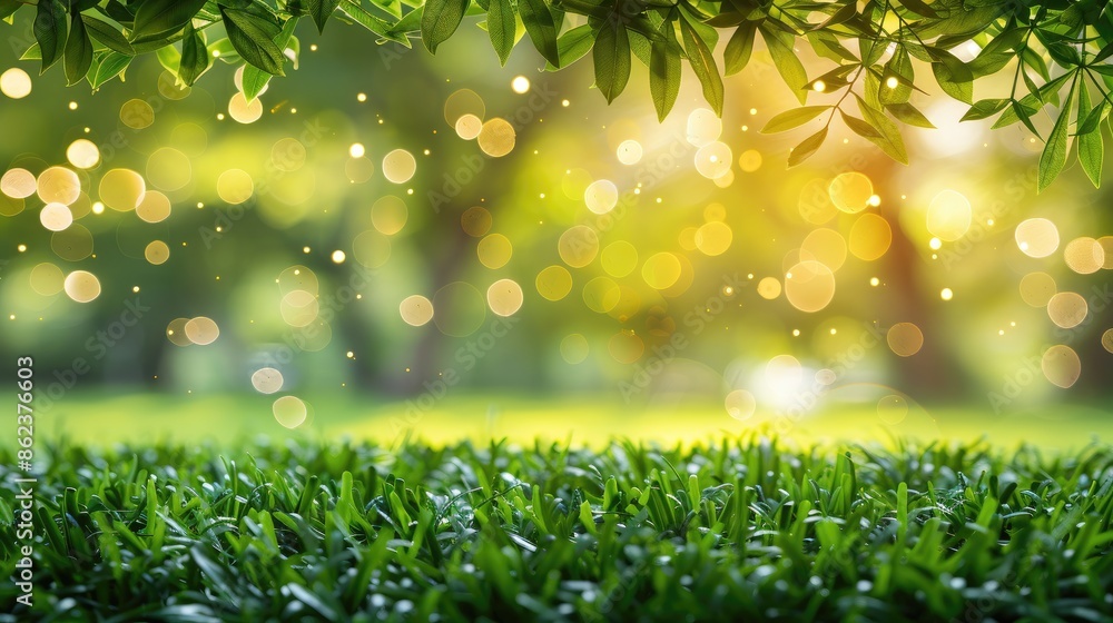 A bright green field with a tree in the background A bright green field with a tree in the background