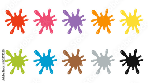 Vector illustration of cartoon paint blobs. Paint splashes of different colors.