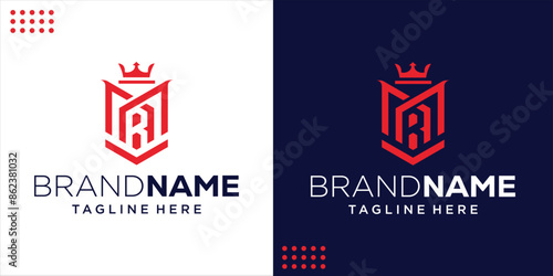 Initial letter RM for crown and shield logo design, Design Inspiration, Illustration, Vector