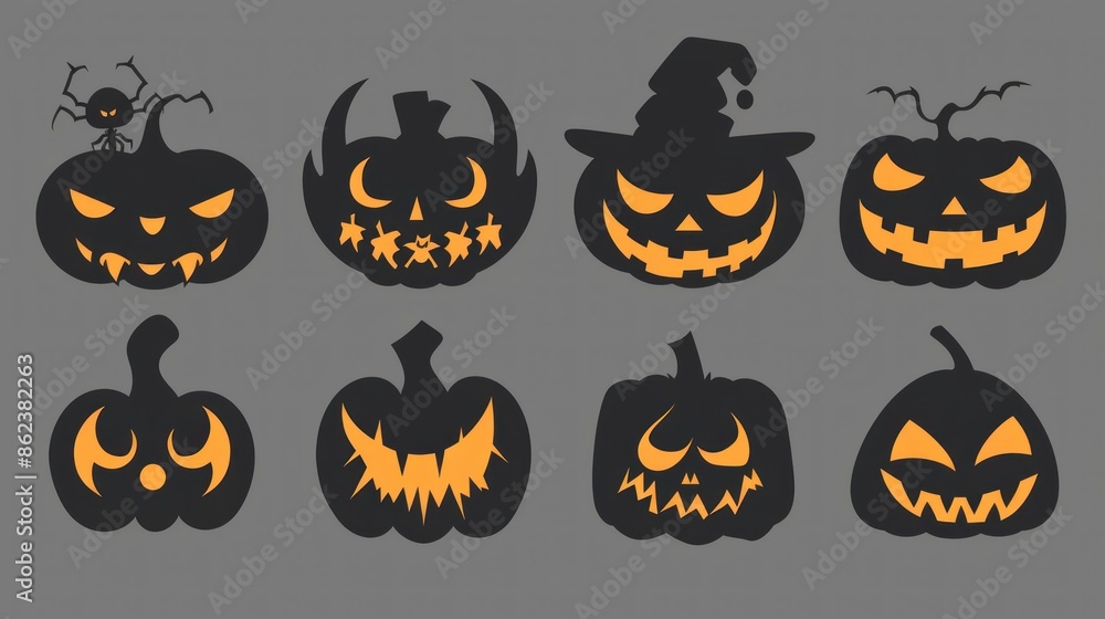 Halloween icons. Many styles in black design color combination concept. Halloween icons. Many styles in black design color combination concept.