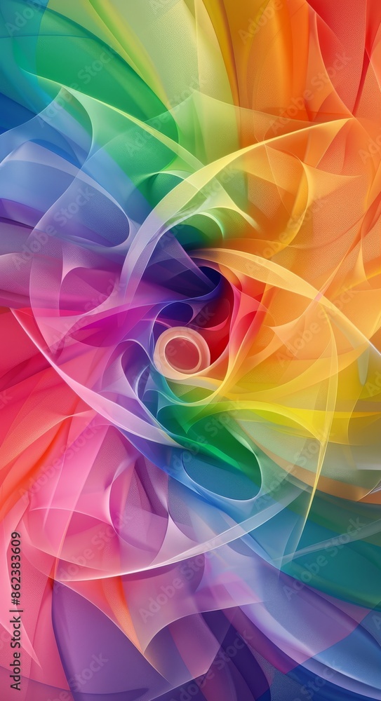 Abstract colorful swirling pinwheel design with vibrant rainbow hues Abstract colorful swirling pinwheel design with vibrant rainbow hues