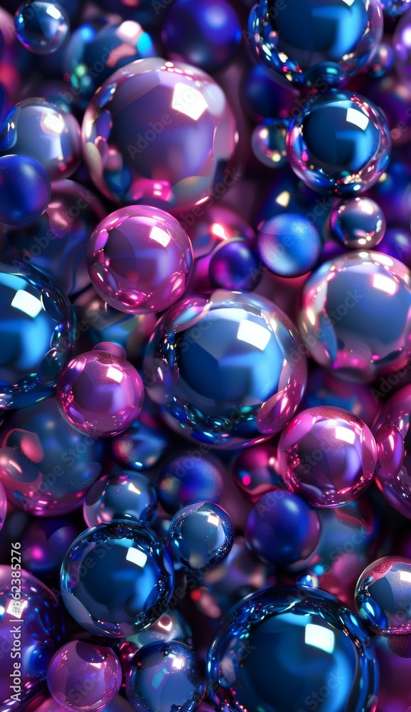 Digital art illustration of vibrant, colorful abstract bubbles in blue and pink hues Digital art illustration of vibrant, colorful abstract bubbles in blue and pink hues