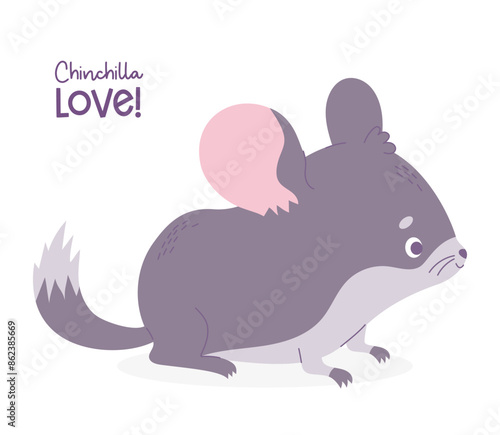 Cute cartoon chinchilla. Funny animal rodent character. Vector illustration