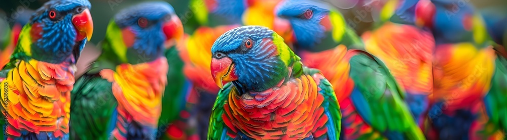 Obraz premium Colorful cockatoo parrots painting banner