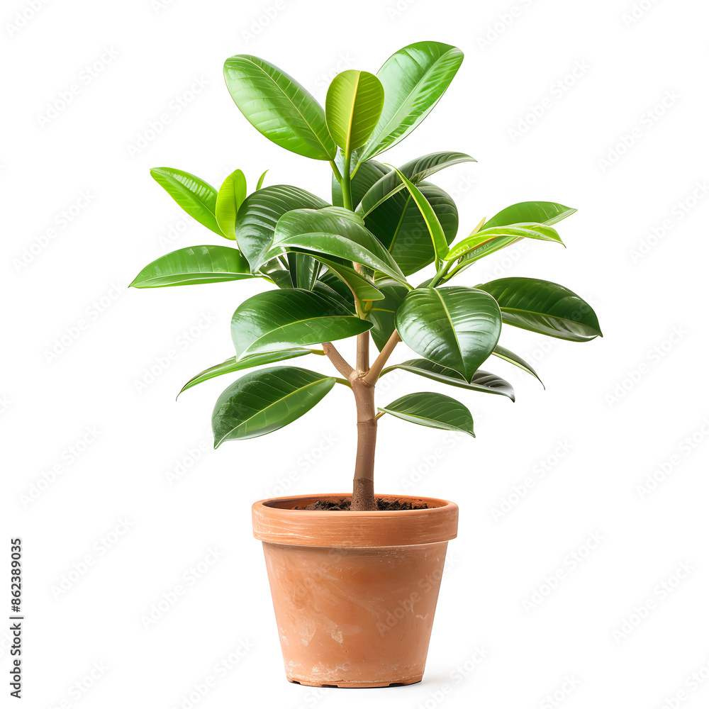 custom made wallpaper toronto digitalA vibrant indoor rubber plant in a terracotta pot, perfect for home decor and adding a touch of green to any space.