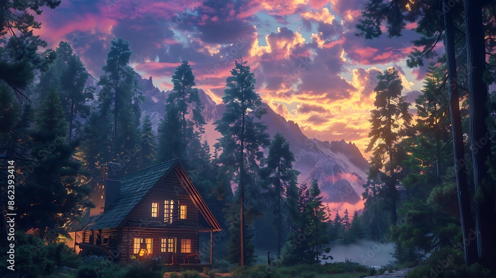 Fototapeta premium sunset in the mountains