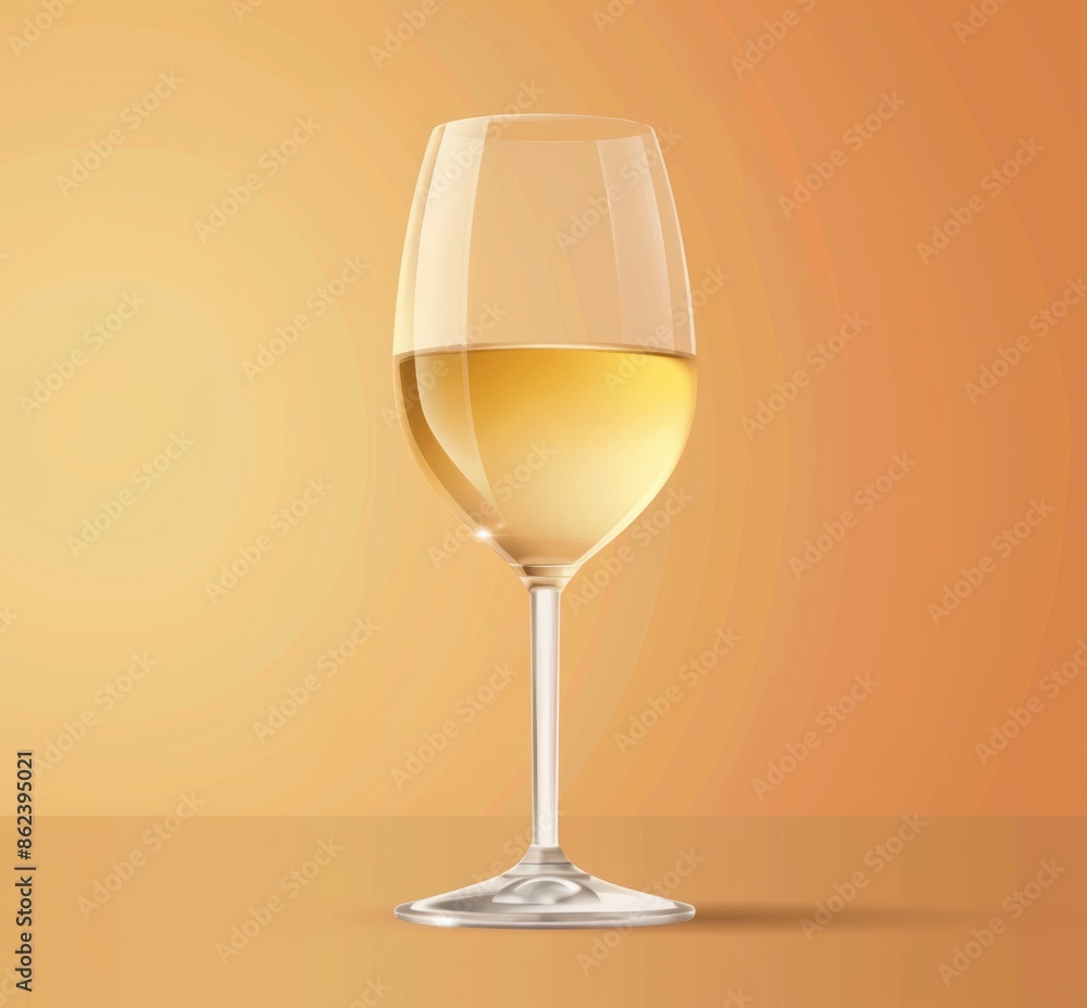 glass of white wine on orange background glass of white wine on orange background