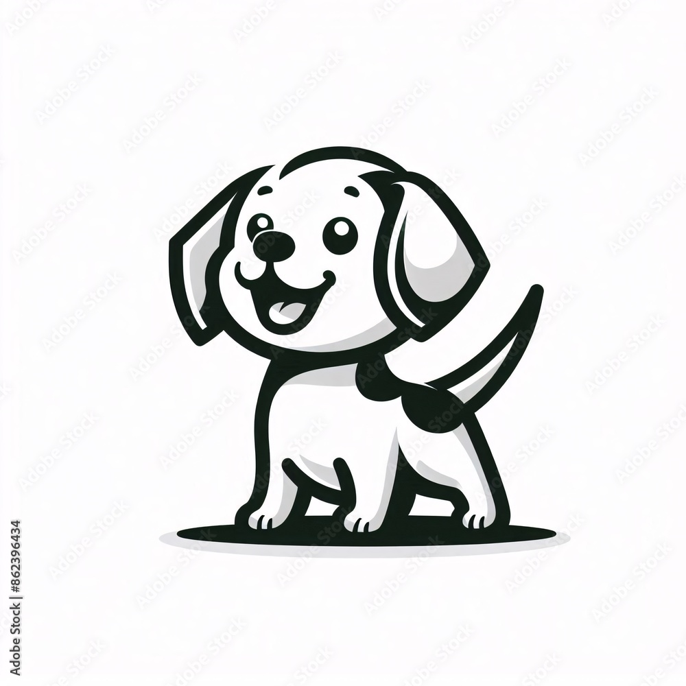 A charming, cute cartoon illustration of an adorable puppy with floppy ears and a wagging tail. A charming, cute cartoon illustration of an adorable puppy with floppy ears and a wagging tail.