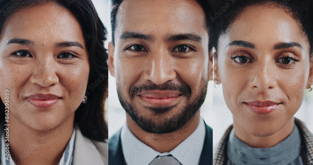 © CoetzeeRising/peopleimages.com - Collage, happy and portrait with business people in video call for corporate communication or collaboration. Diversity, face or smile of man and woman employee team in virtual meeting for planning © CoetzeeRising/peopleimages.com - Collage, happy and portrait with business people in video call for corporate communication or collaboration. Diversity, face or smile of man and woman employee team in virtual meeting for planning