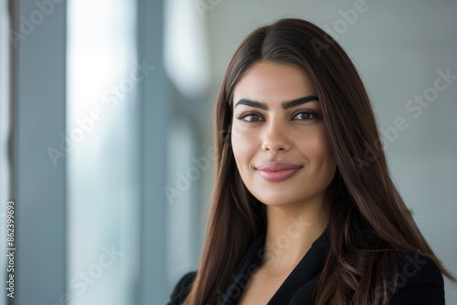 Free Download Confident young woman with long dark hair - GFXLoad