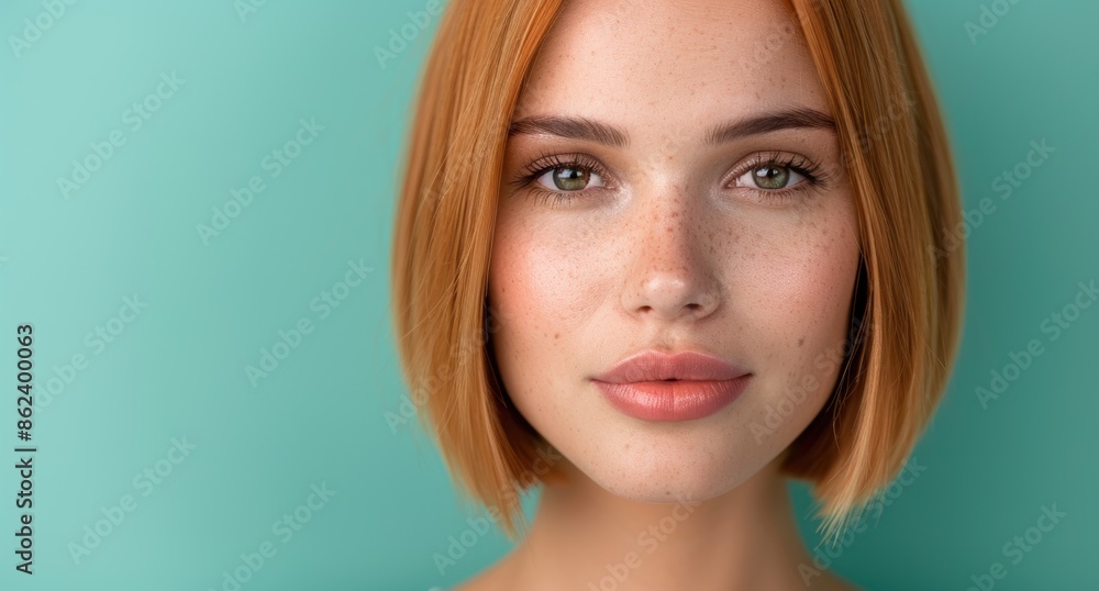 Closeup portrait of a young woman with freckles and red hair Closeup portrait of a young woman with freckles and red hair