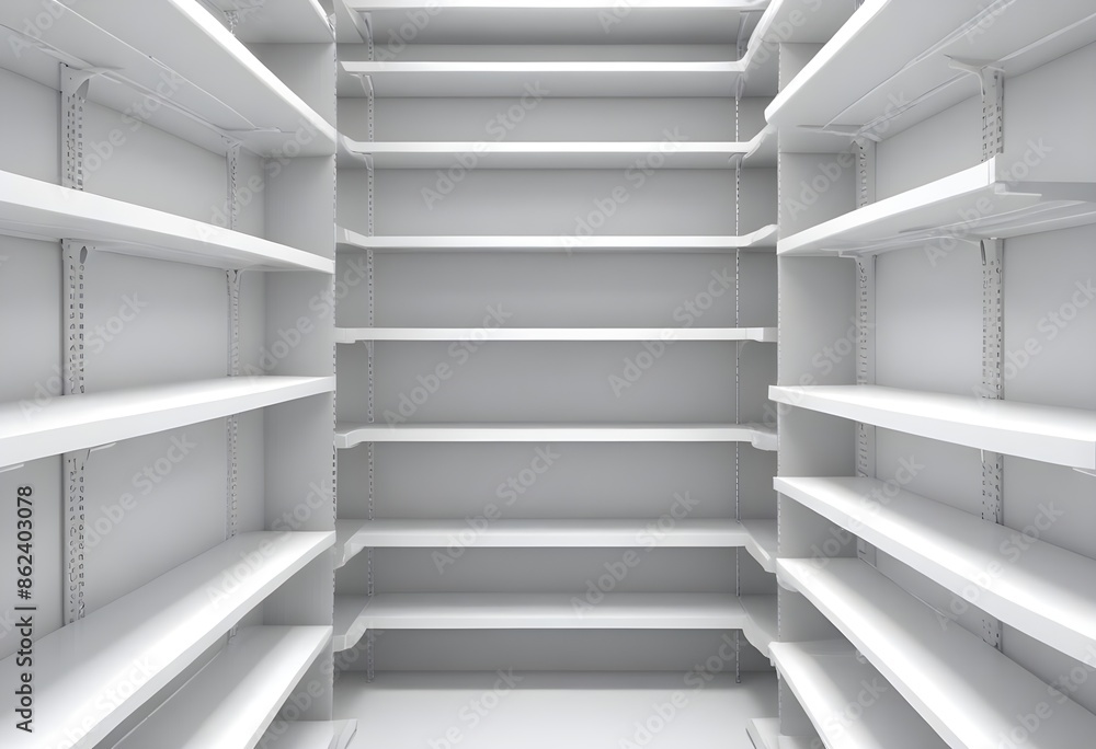 empty Shelves on a white background empty Shelves on a white background