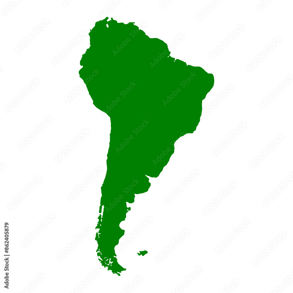 South America Continent Flat World Map Isolated Vector Illustration South America Continent Flat World Map Isolated Vector Illustration