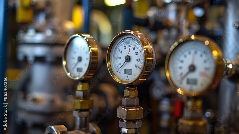 Industrial precision with gauges measuring pressure and temperature, detailed focus, raw and accurate, professional equipment Industrial precision with gauges measuring pressure and temperature, detailed focus, raw and accurate, professional equipment