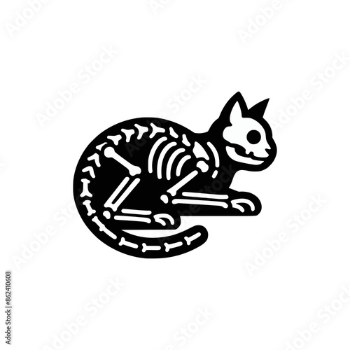 dead cat skeleton logo vector illustration template design
