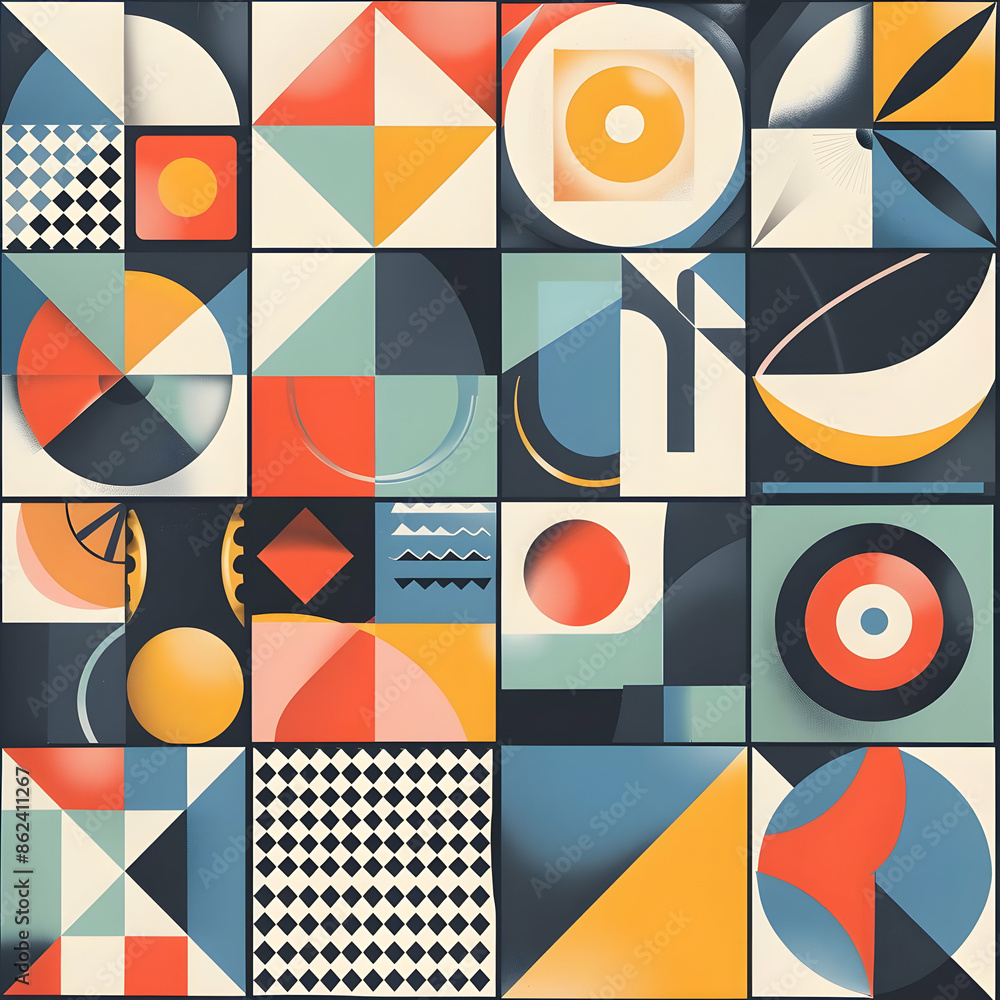 Abstract Geometric Seamless Pattern, Vibrant Colors, Modern Design Abstract Geometric Seamless Pattern, Vibrant Colors, Modern Design