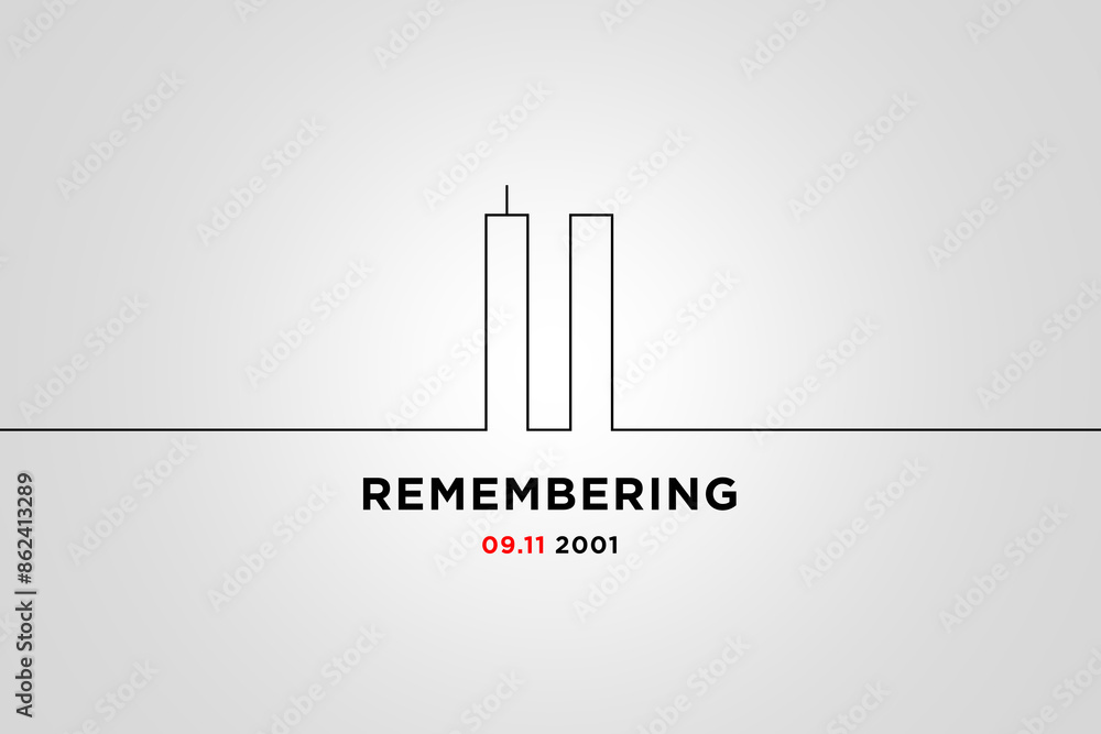 Patriot day, September 11, Remember 9 11. Illustration of the Twin ...