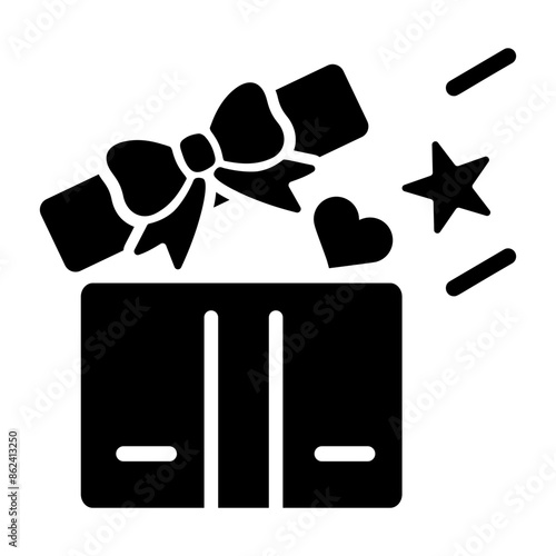 A filled style icon of customer reward box 