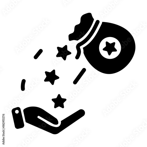 A filled style icon of earn reward points 