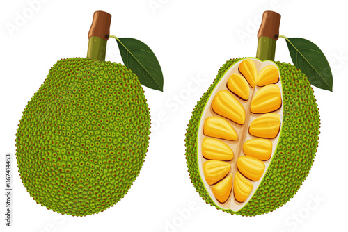 Jackfruit vector illustration. isolated on white background.