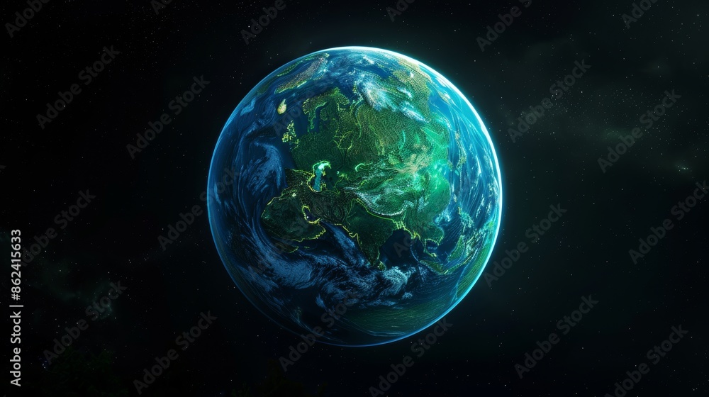 Radiantly glowing blue-green Earth globe, raw style, vivid and detailed, highlighting the beauty of our planet Radiantly glowing blue-green Earth globe, raw style, vivid and detailed, highlighting the beauty of our planet