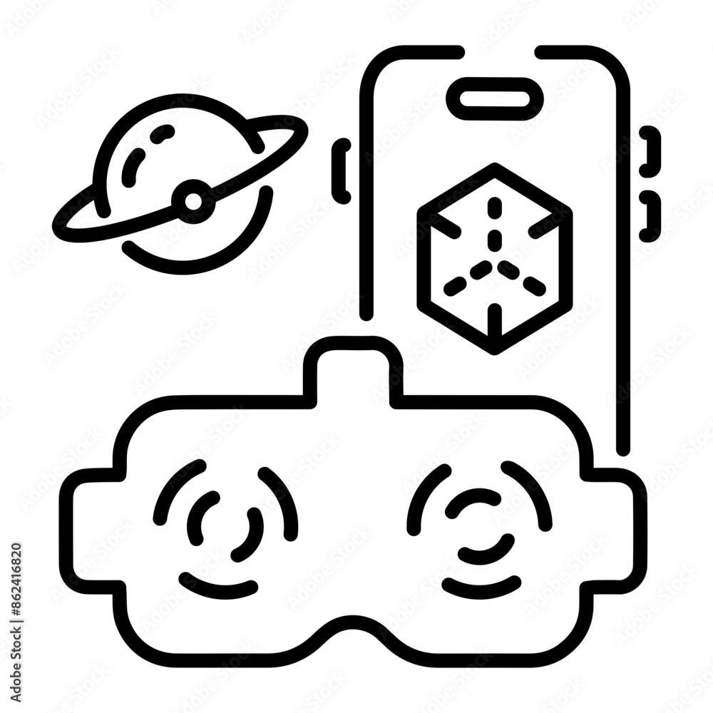 Have a look at augmented reality line icon Have a look at augmented reality line icon