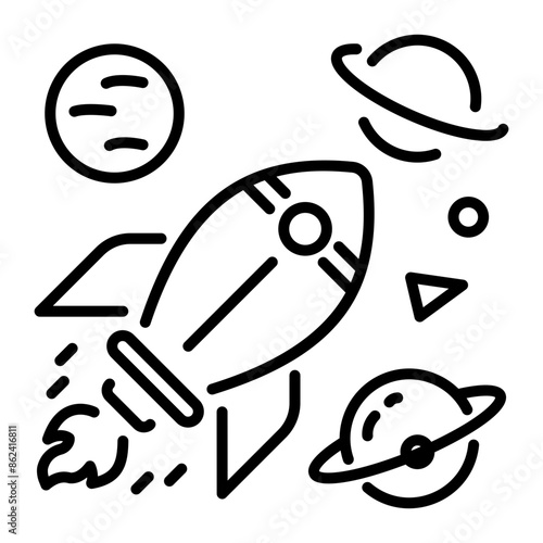 Check out line style icon of space travel 