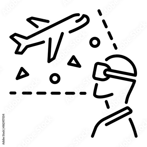 Stunning outline icon of vr travelling