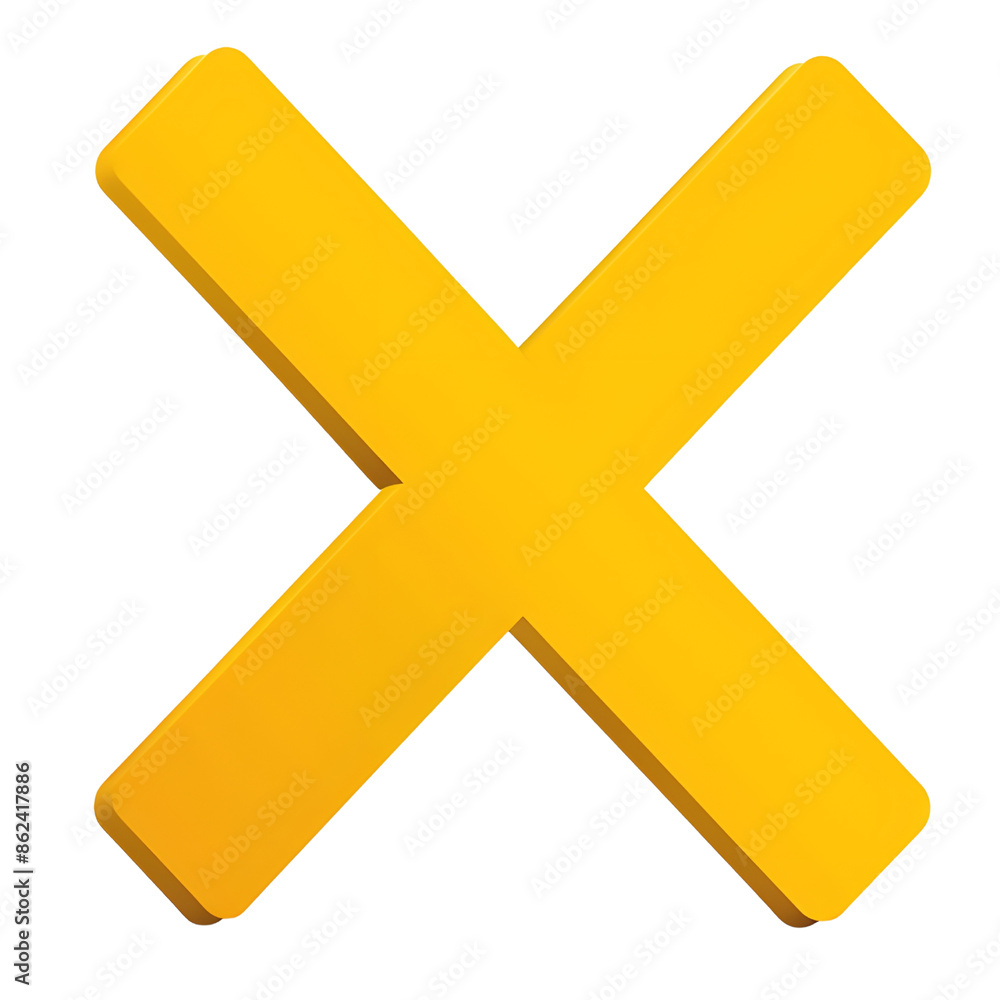 Obraz premium Yellow Cross mark icon. X mark.
